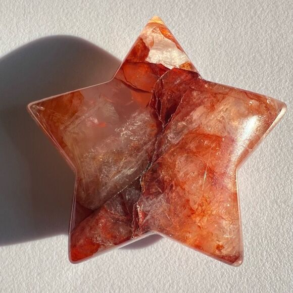 Fire Quartz Crystal Star Carving (5) - Picture 6 of 9